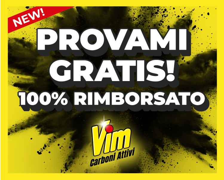 Immagine per smartphone col titolo dell' Iniziativa Cashback Provami Gratis. Acquistando 1 prodotto Vim ricevi il 100% di rimborso
